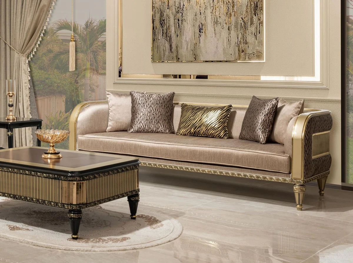 Luxury baroque coffee table brown / black / gold - magnificent living room table in baroque style - baroque style living room furniture - baroque furnishings - baroque furniture - luxury furniture in baroque style