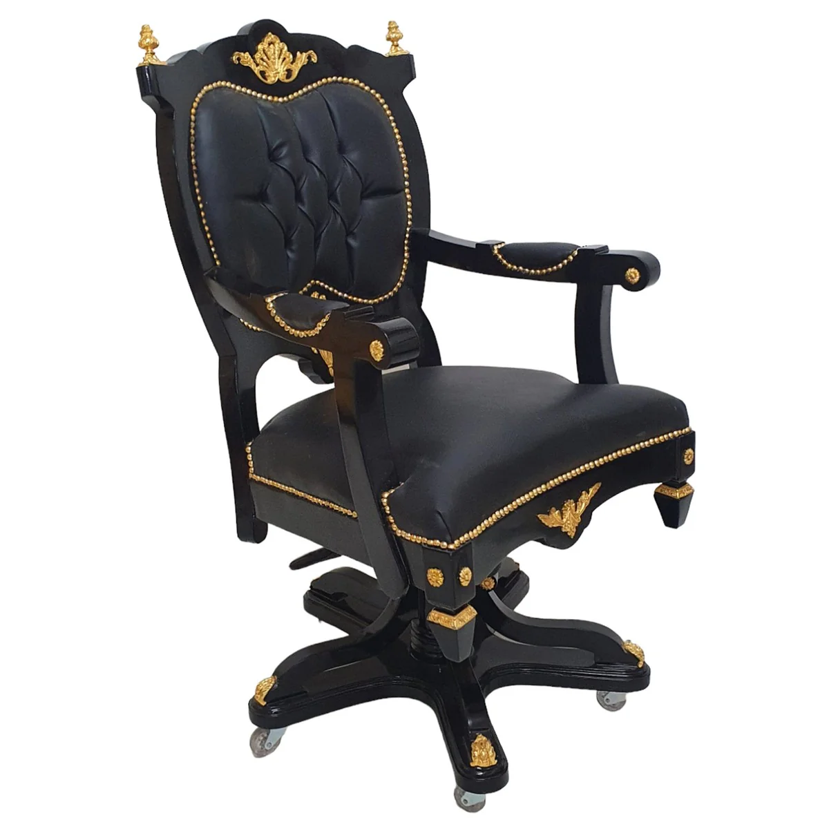 Baroque office chair executive chair black / gold - swivel chair - office armchair