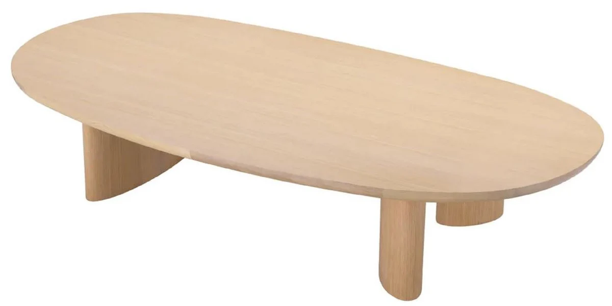 Luxury coffee table natural colors 168.5 x 86.5 x H. 35.5 cm - Oval solid wood living room table - Living room furniture - Luxury furniture - Luxury furnishings