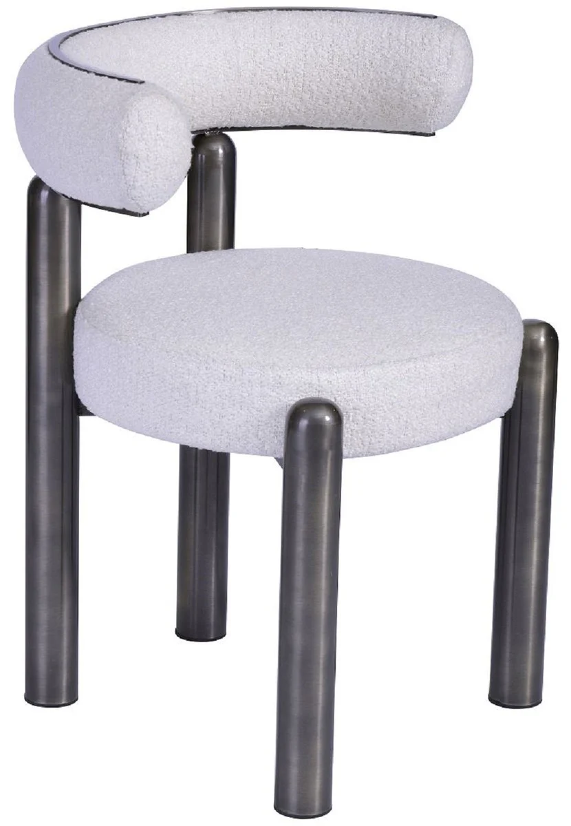 Luxury dining room chair with curved backrest white / gray - dining room furniture