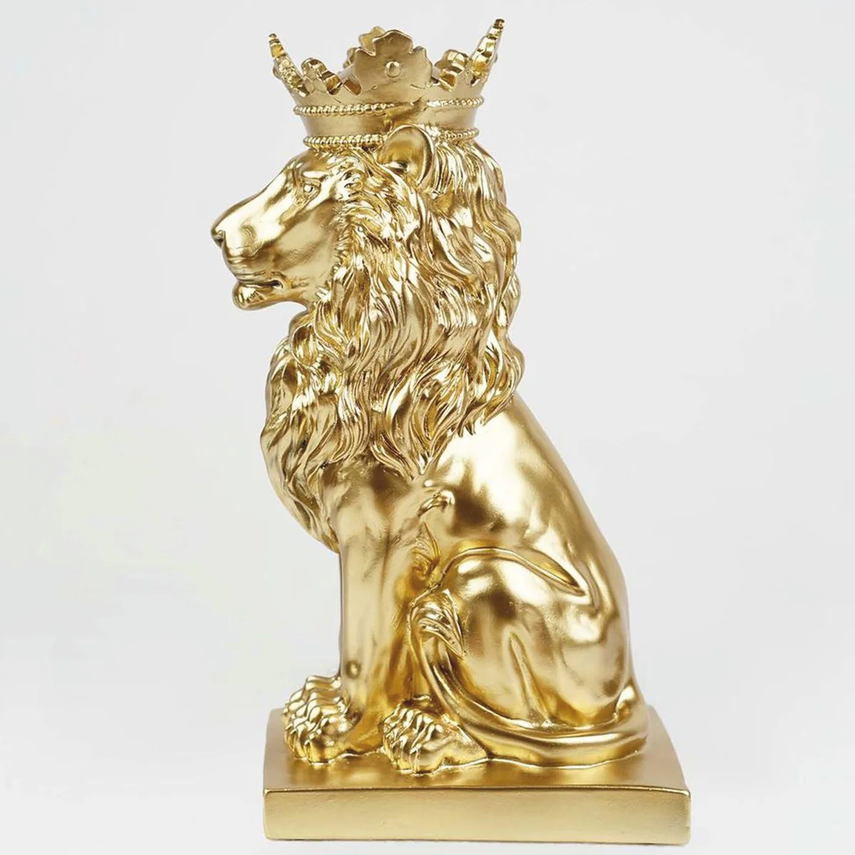 Decorative figure lion with crown gold H. 35 cm - decorative sculpture