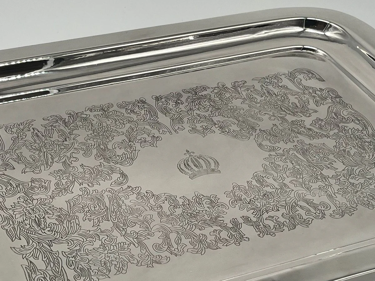 Pompöös by Luxury Baroque Serving Tray Crown Silver 53 cm - designed by Harald Glööckler