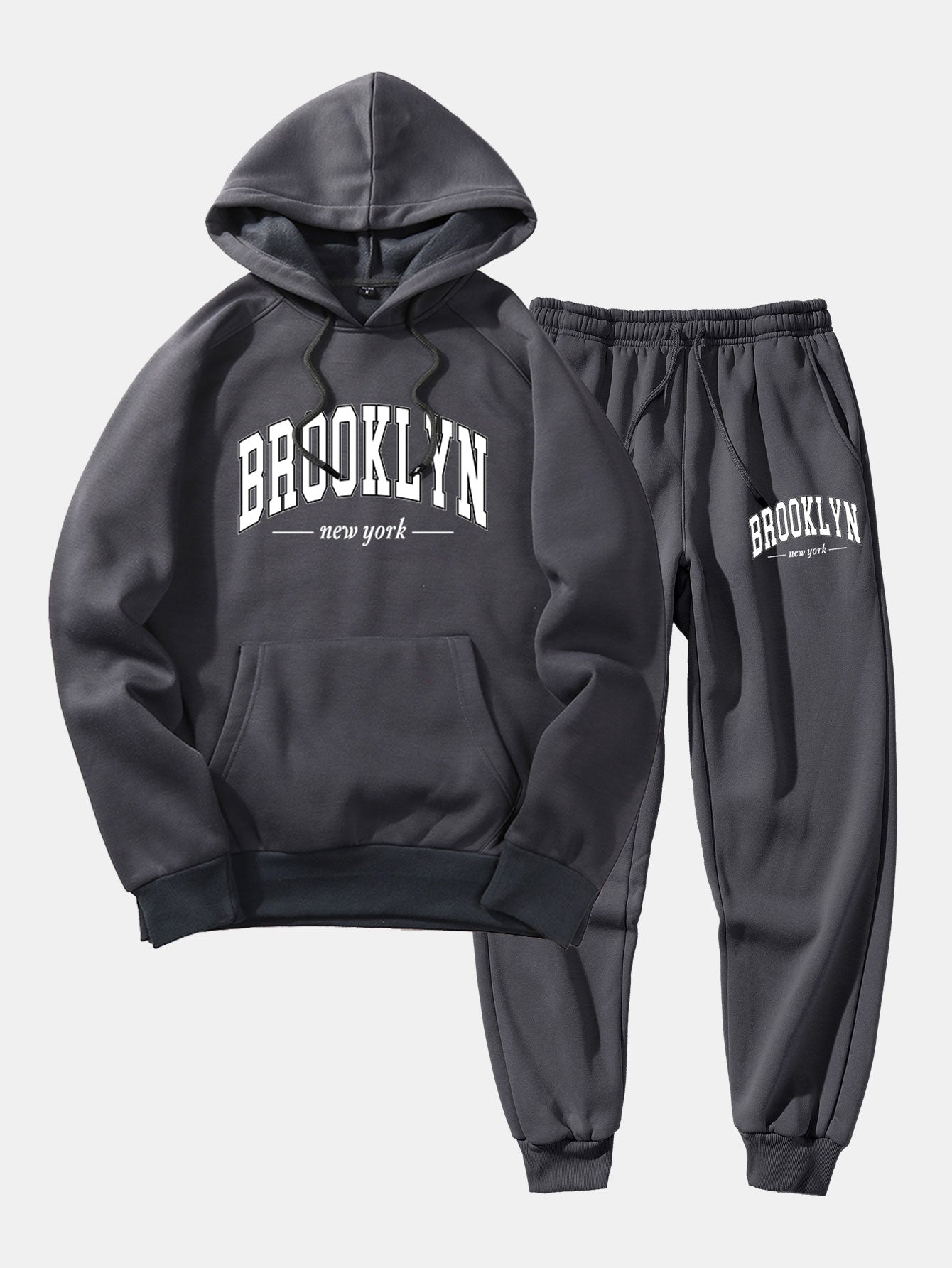 Brooklyn Letter Print Hoodie & Jogger Pants