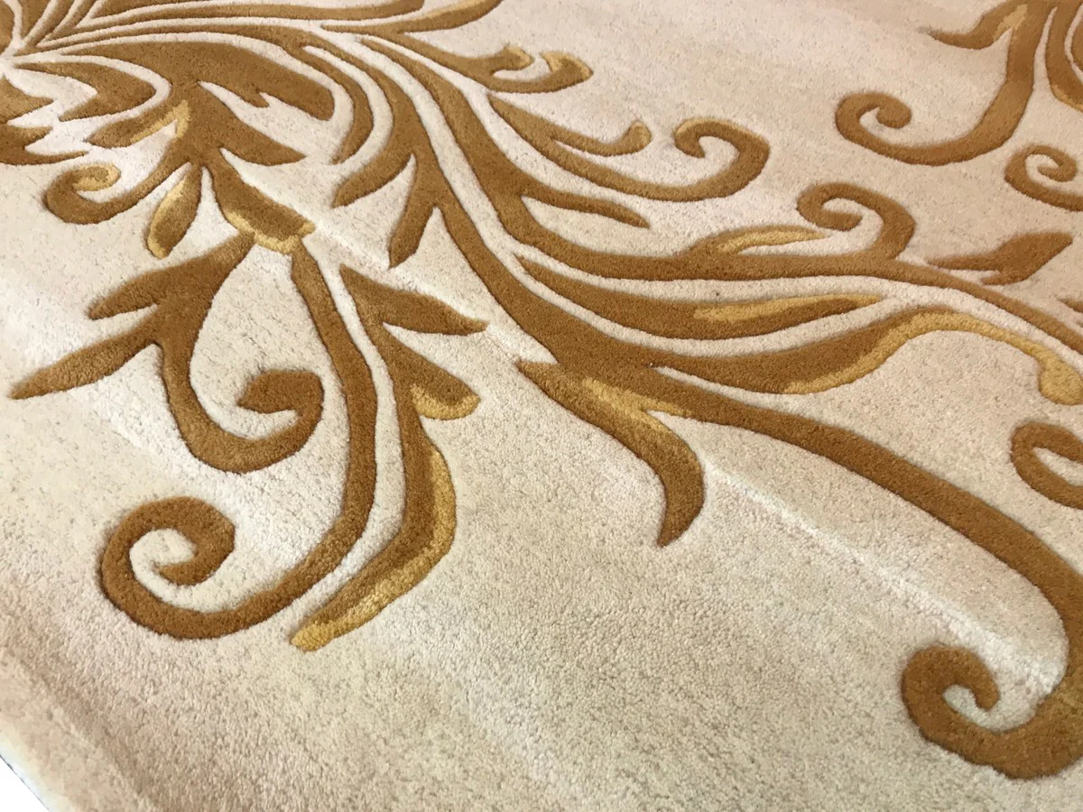 Pompöös by luxury carpet by Harald Glööckler 160 x 230 cm crown cream / gold - baroque design carpet - hand-woven from wool