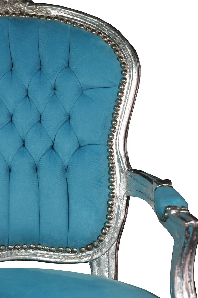 Baroque Salon Chair Light Blue / Silver Mod1