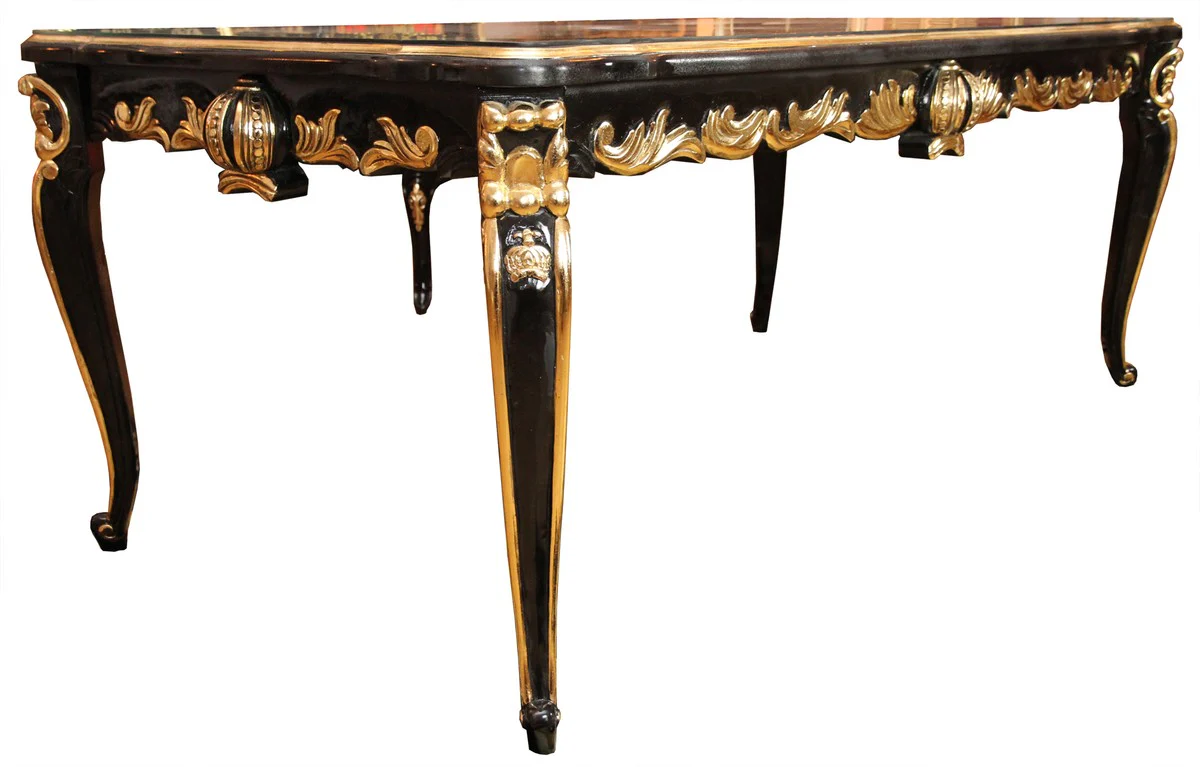 Pompöös by Baroque luxury dining table with glass top black / gold 160 x 100 cm - Pompöös baroque dining table designed by Harald Glööckler