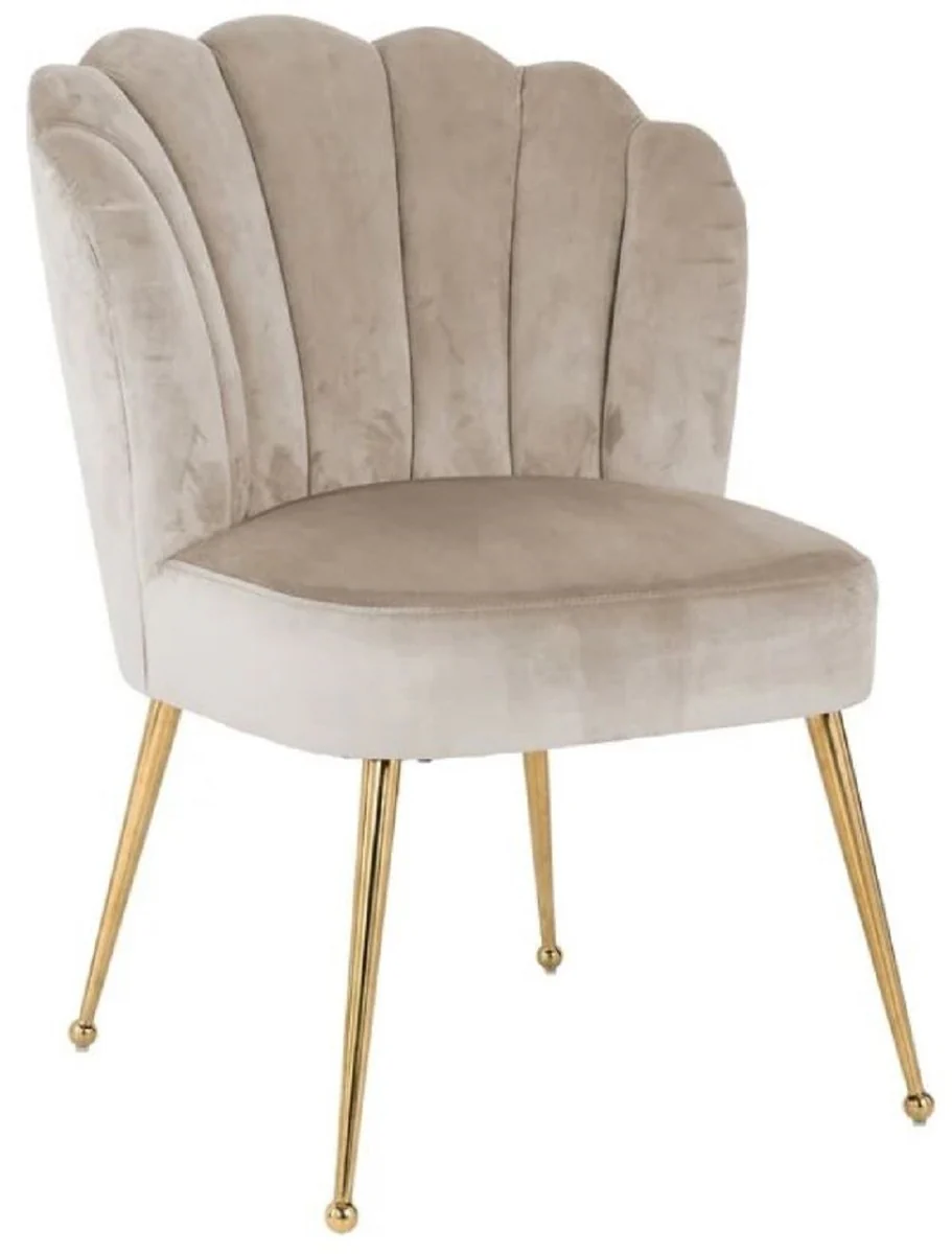 Luxury velvet dining room chair khaki / gold 66 x 64 x H. 86 cm - kitchen chair with velvet fabric - dining room furniture - kitchen furniture - luxury furniture