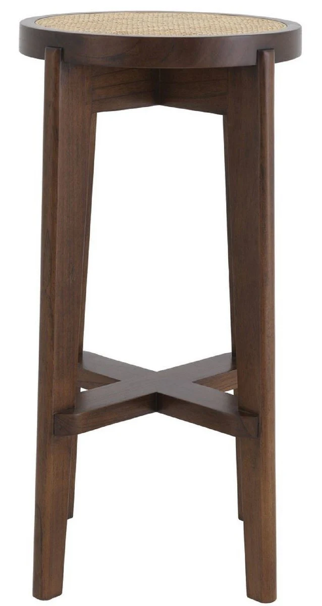 Luxury bar stool brown / natural color Ø 44 x H. 76.5 cm - round solid wood bar chair - bar furniture