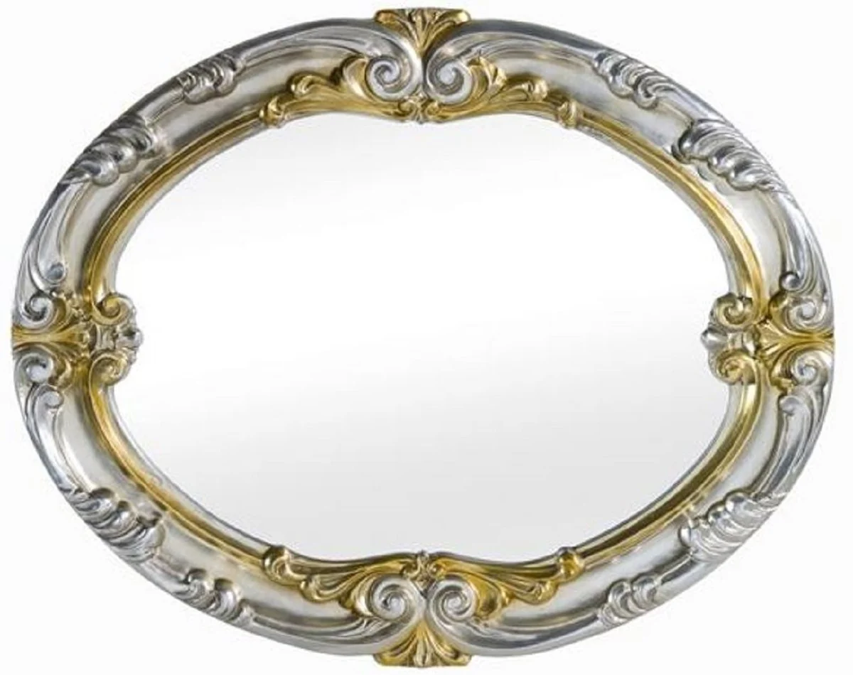 Luxury Baroque Mirror Silver / Gold - Handmade oval wall mirror in Baroque style - Baroque furniture