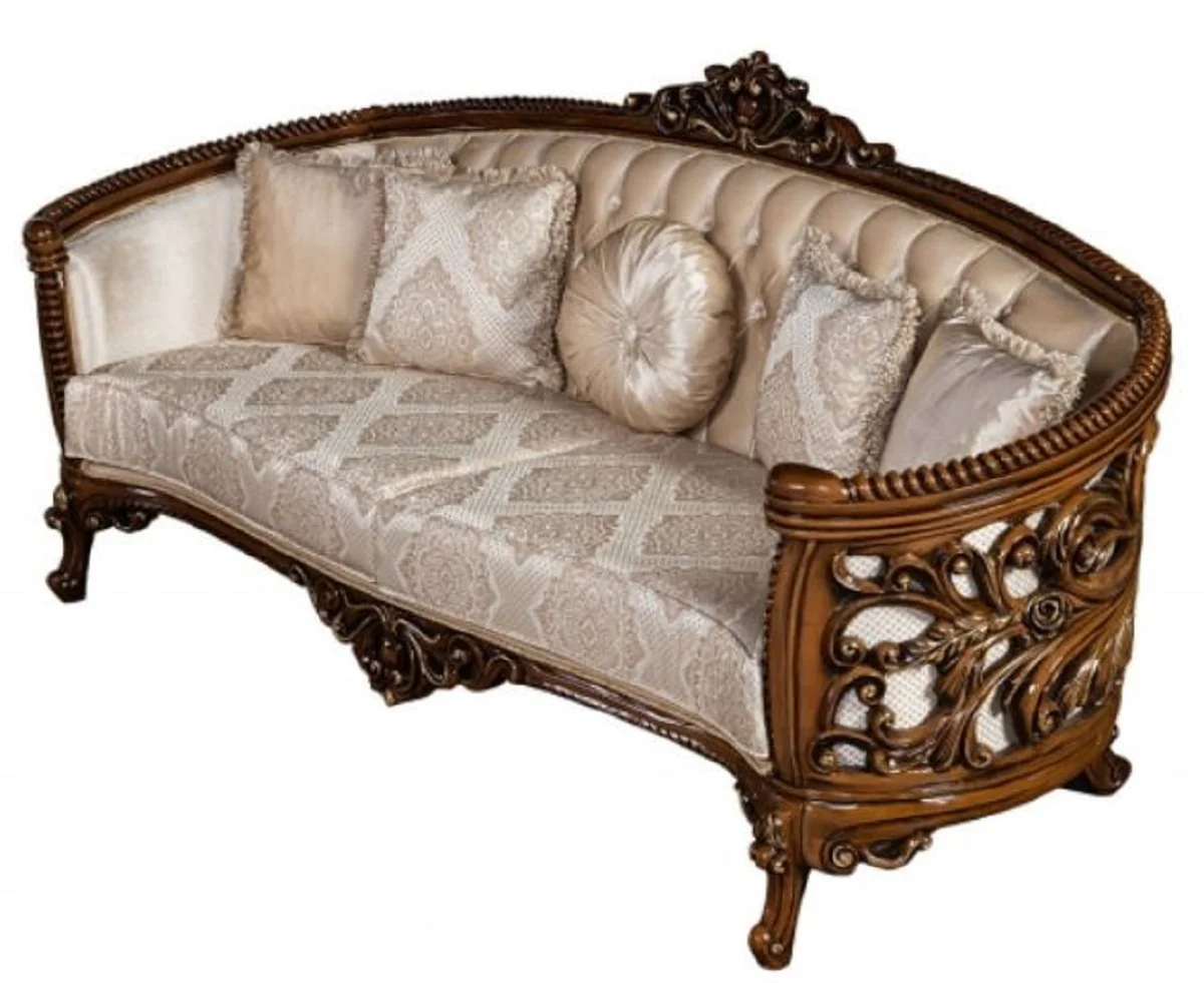 Luxury Baroque Sofa Beige / Brown / Gold - Magnificent living room sofa with elegant pattern - Baroque living room furniture