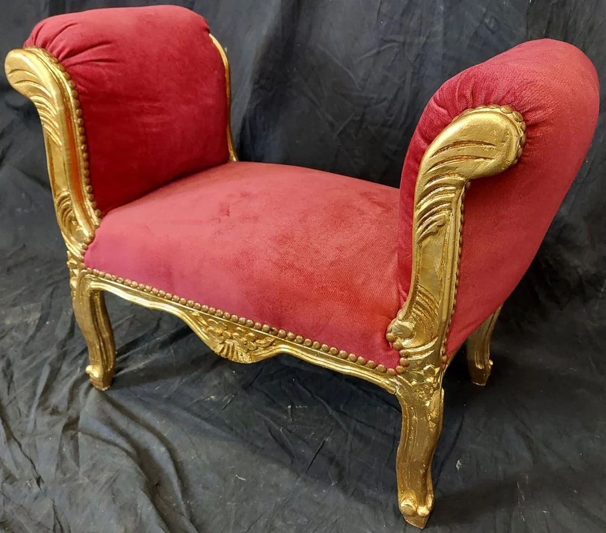 Baroque stool red / gold - handmade antique style stool - baroque style stool - living room furniture in baroque style - baroque style furniture - baroque furniture - baroque furnishings