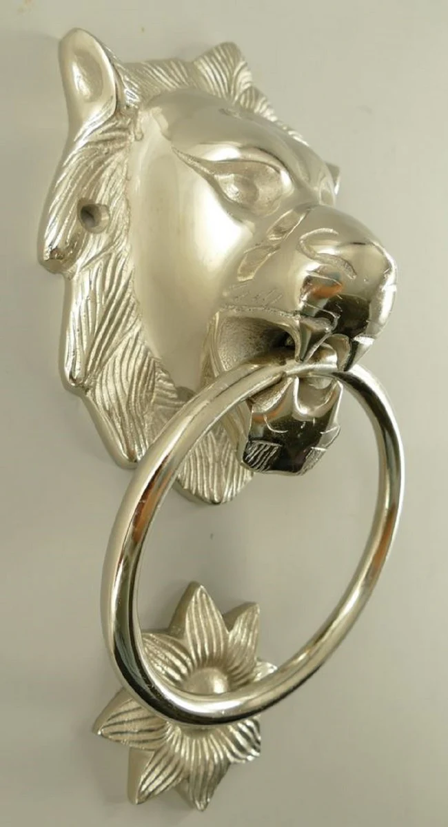 Baroque aluminum door knocker lion silver H. 28 cm - Baroque decorative accessories