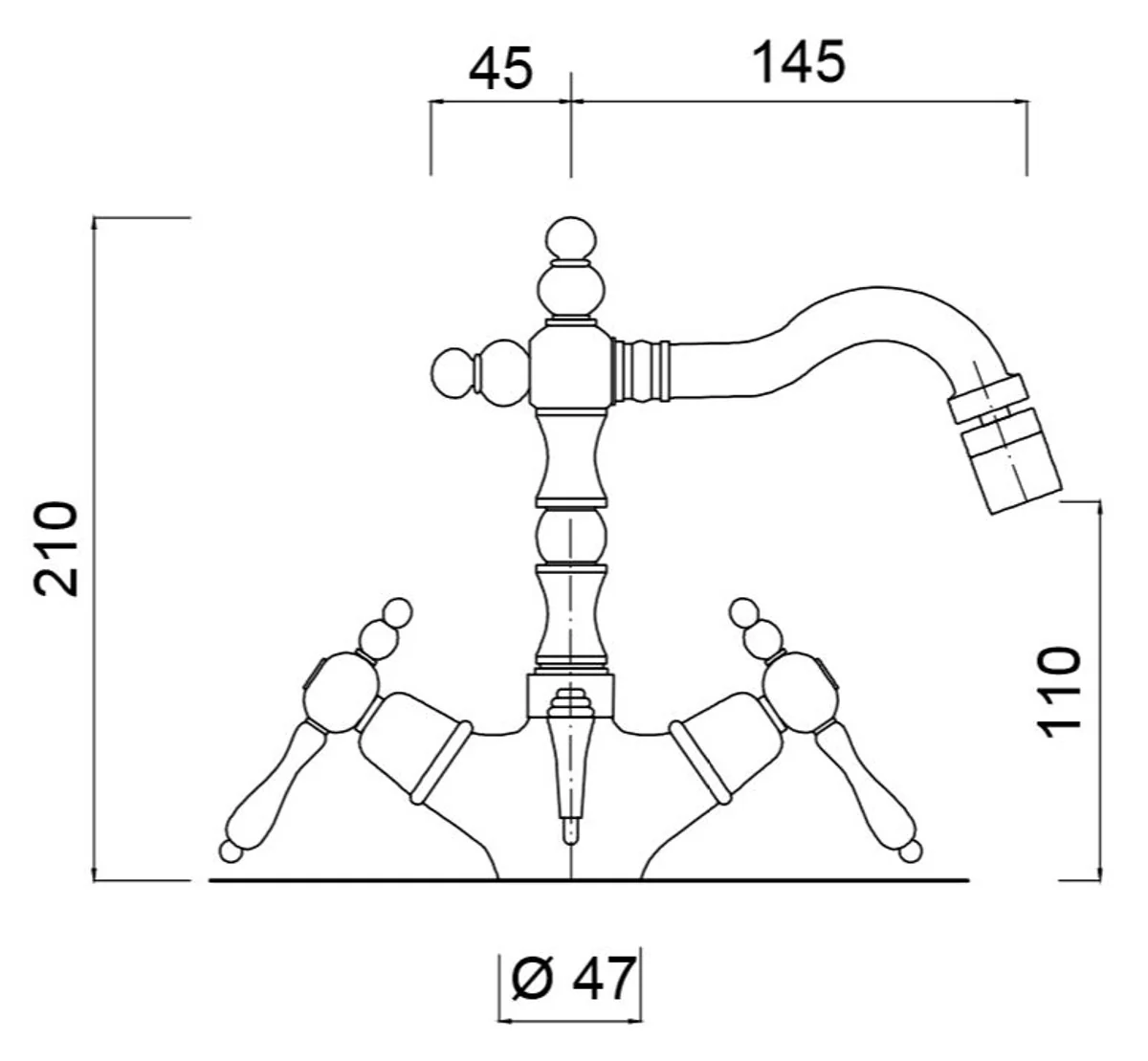 Art Nouveau Retro Bidet Single Hole Mixer Bathroom Wash Basin Mixer Silver / White H. 21 cm - Nostalgic Bathroom Accessories