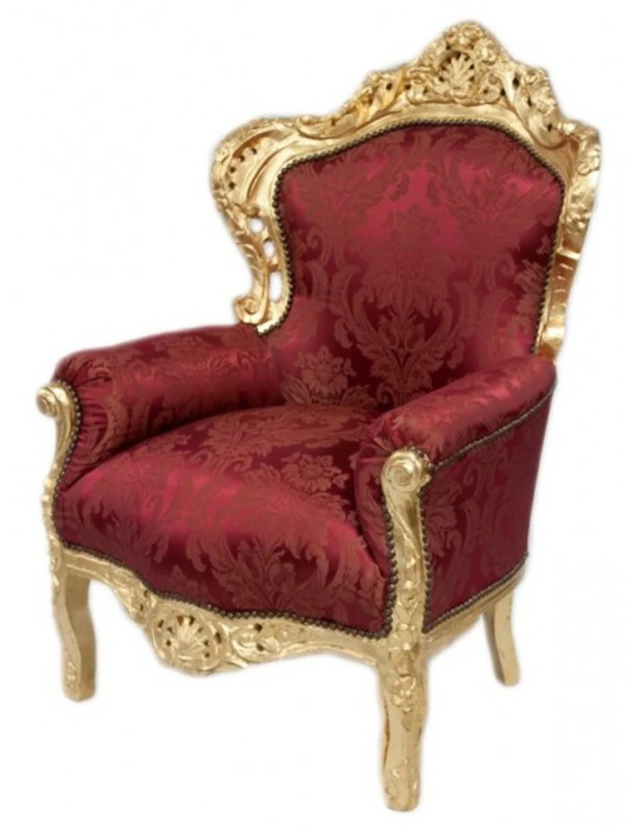 Baroque Armchair King Bordeaux Pattern / Gold Mod2 - Furniture Antique Style