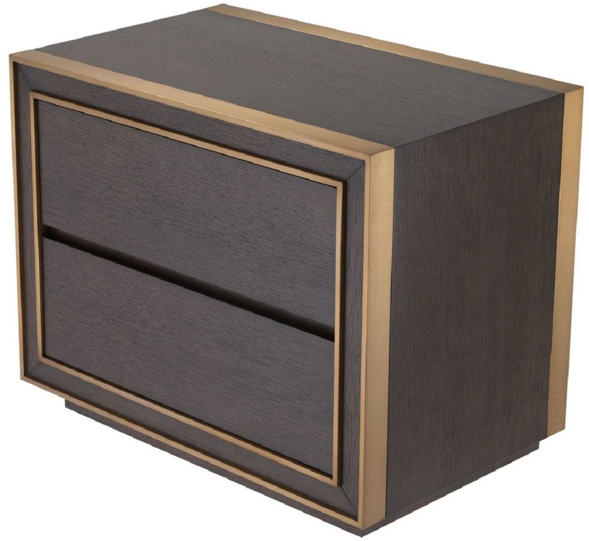 Luxury bedside table brown / brass 76 x 48.5 x H. 61.5 cm - Side table with 2 drawers - Luxury bedroom furniture