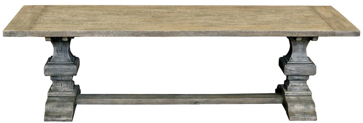 Country Style Solid Wood Dining Table Rustic Gray - Various Sizes - Rectangular Oak Wood Kitchen Table - Solid Wood Dining Room Furniture - Country Style Dining Room Furniture