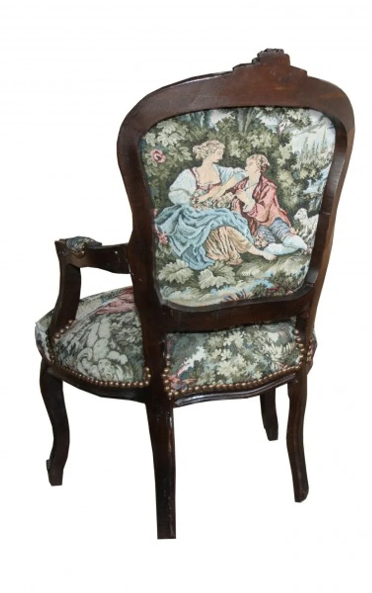 Baroque Salon Chair Gobbelin / Brown - Furniture Antique Style