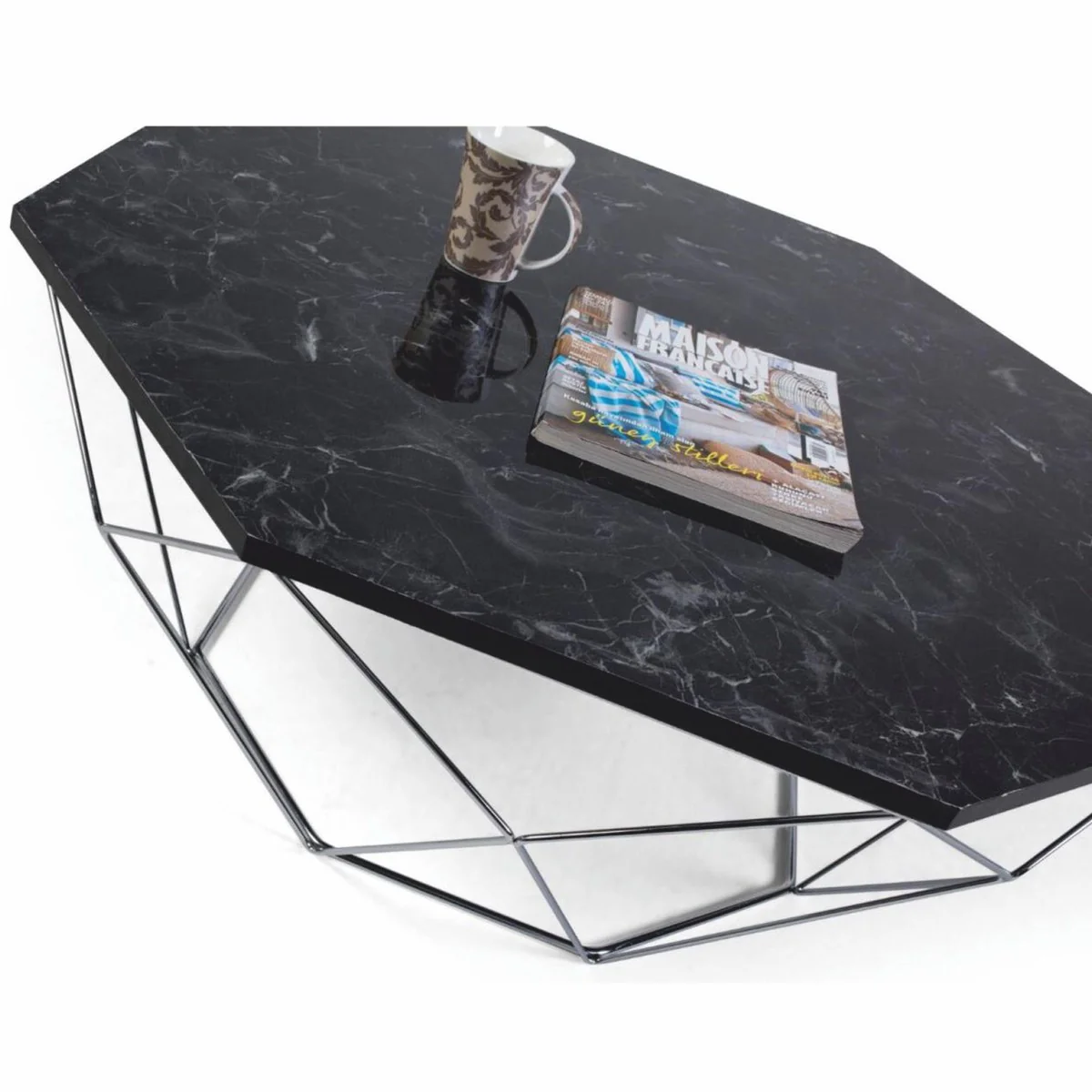 Luxury coffee table black / silver 90 cm - Hotel & Living Room Furniture