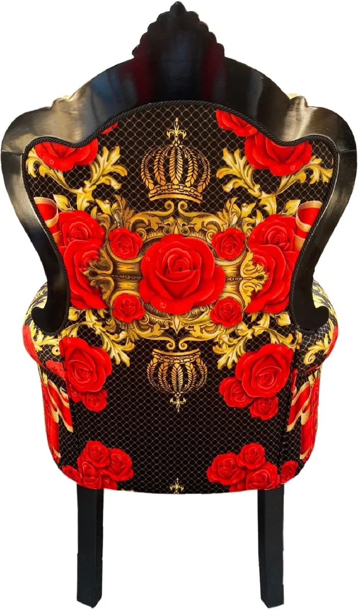 Pompöös by Luxury Baroque Armchair Roses Black / Red / Gold - Pompööser Baroque Armchair designed by Harald Glööckler