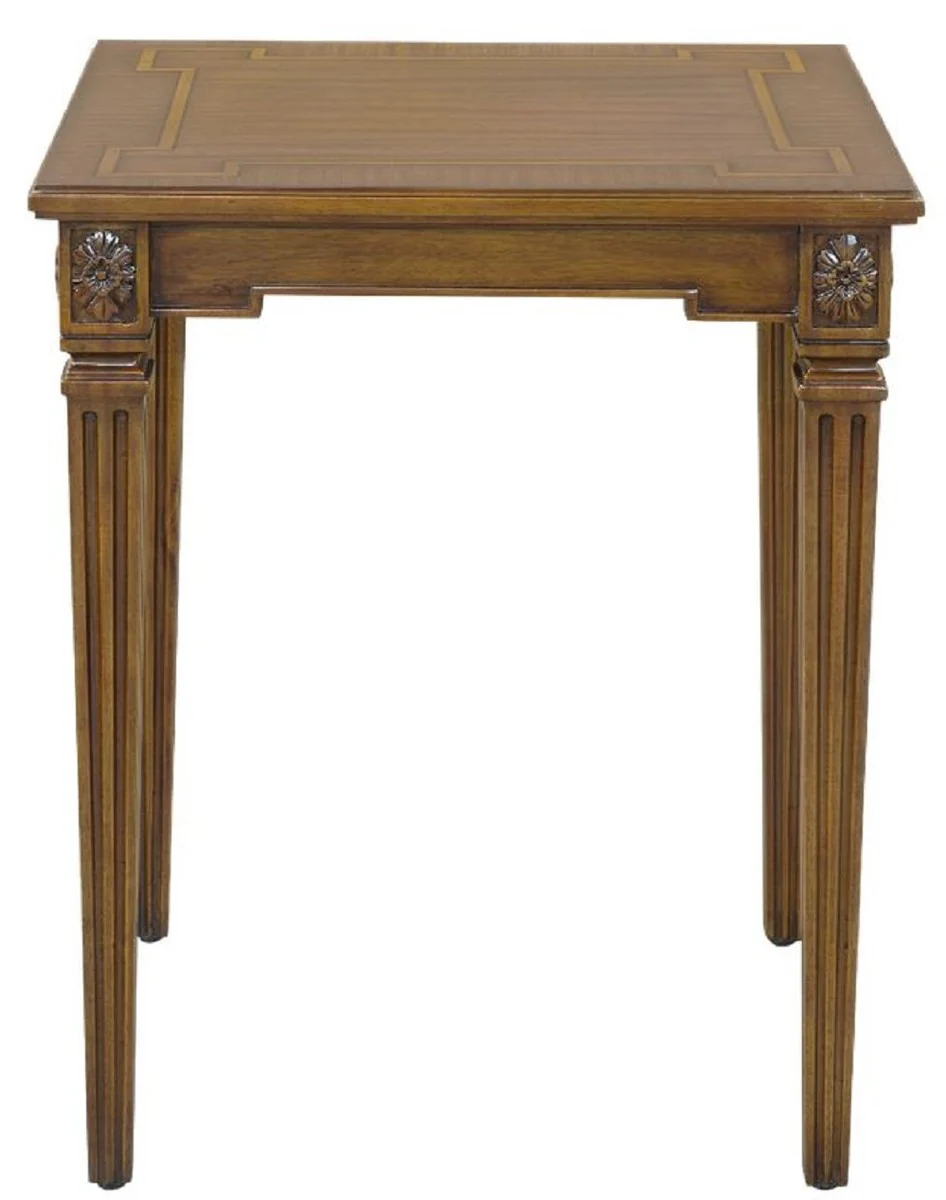 Luxury baroque side table brown 48 x 44 x H. 62 cm - Noble mahogany table in baroque style - Baroque mahogany furniture