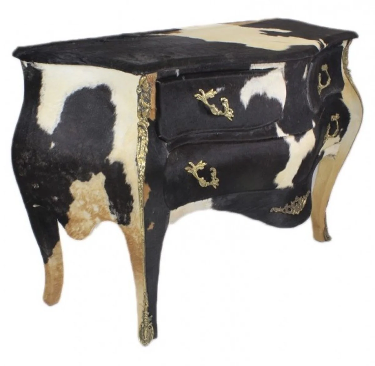 Baroque chest of drawers cowhide black / white 120 cm - furniture antique style