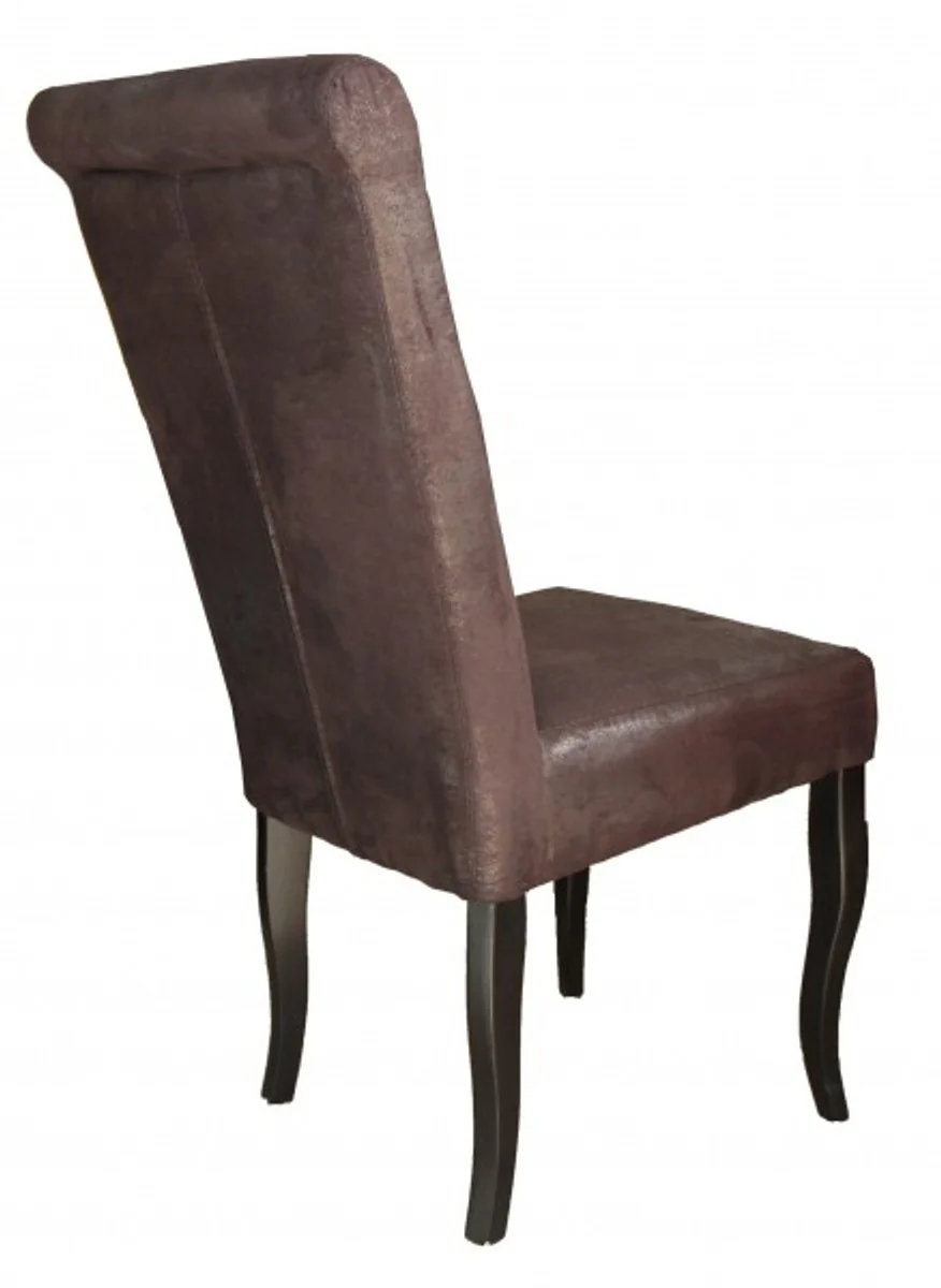 Dining room chair brown/brown suede without armrests - Baroque furniture