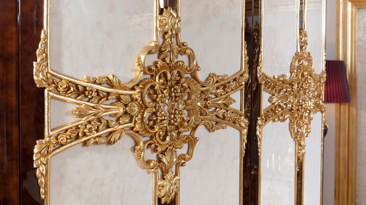 Luxury Baroque Bedroom Wardrobe White / Brown / Gold - Magnificent Wardrobe in Baroque Style - Baroque Bedroom & Hotel Furniture - Noble & Magnificent