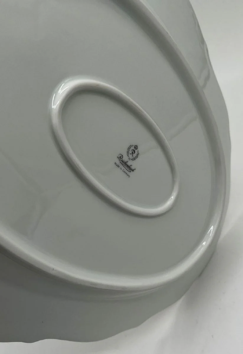 Luxury Baroque Porcelain Plate White / Multicolored / Gold 38 cm - Oval Serving Plate - Luxury Baroque Style Porcelain Accessories - Reichenbach Porcelain - Luxury Quality - Made in Germany