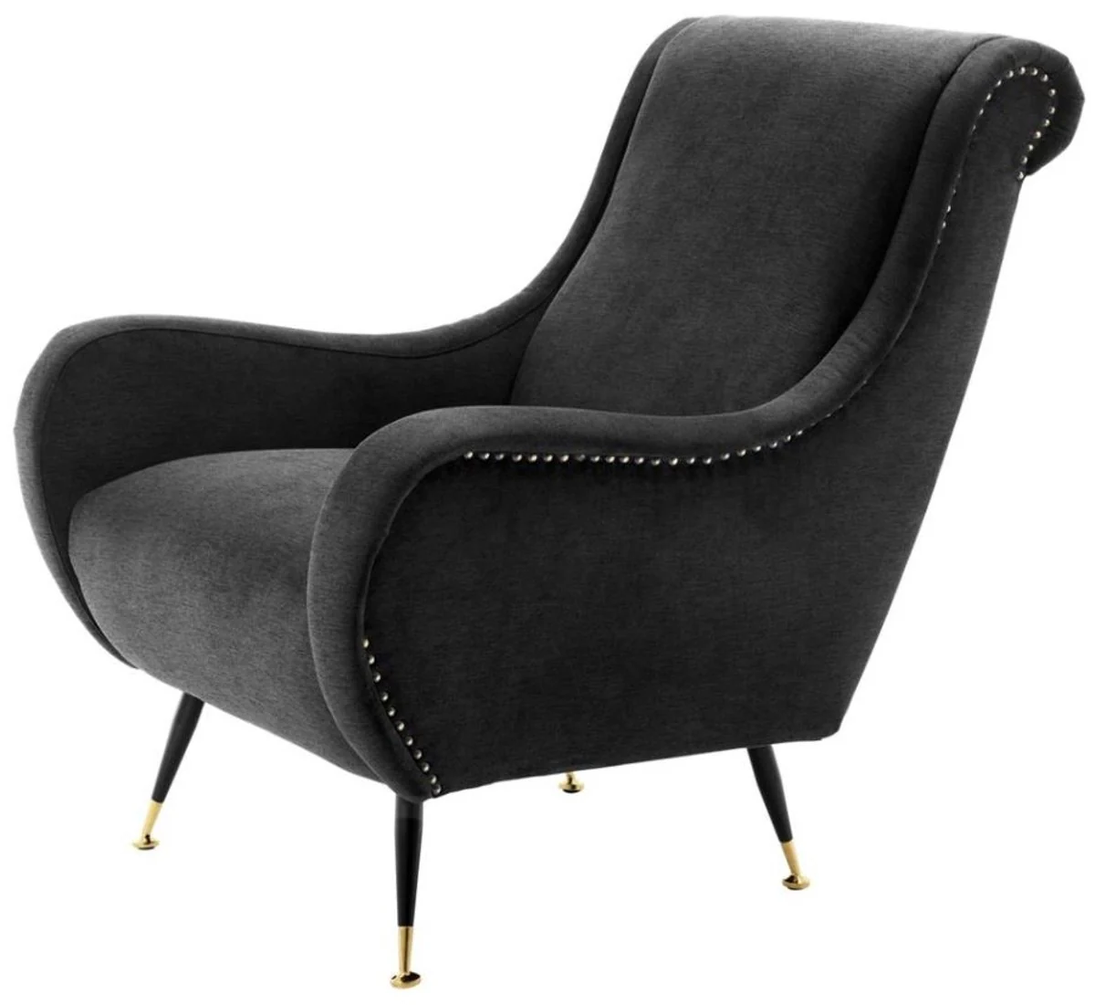 Luxury Hotel Salon Armchair Black 80 x 90 x H. 88 cm - Living Room Furniture
