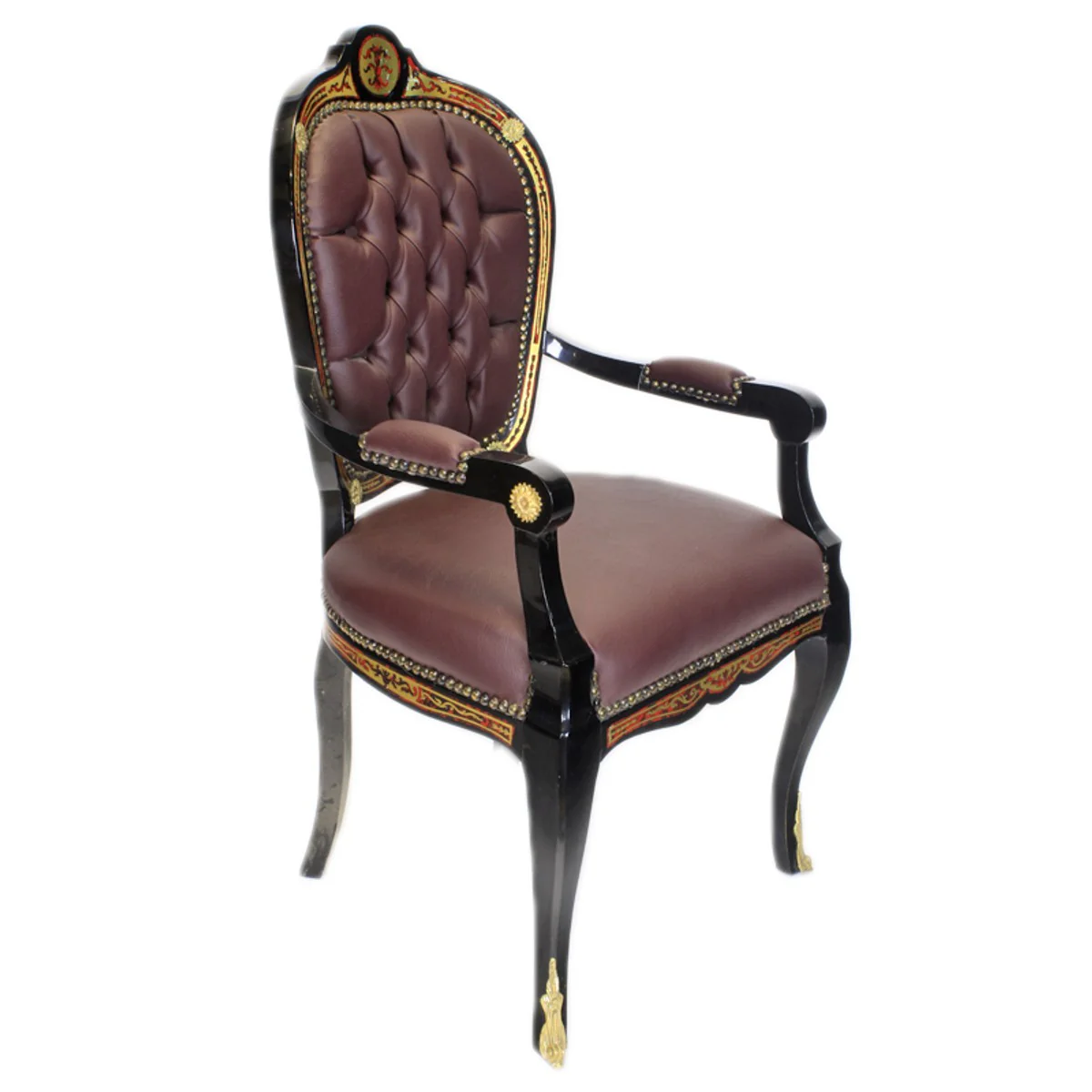 Luxury Baroque Chair with Armrests Boulle Collection - Luxury Desk Chair