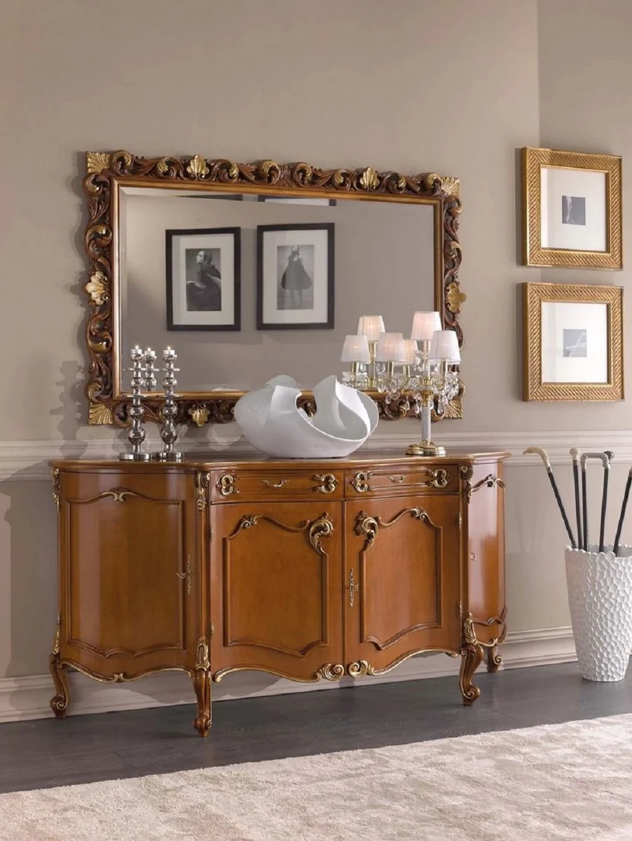 Luxury Baroque Mirror Brown / Gold - Rectangular Wall Mirror in Baroque Style - Magnificent Baroque Furniture - Luxury Quality - Made in Italy