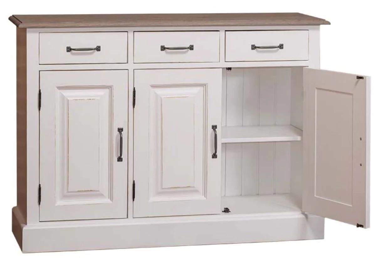 Country house style chest of drawers antique style white / natural colors 120 x 35 x H. 85 cm - country house style furniture