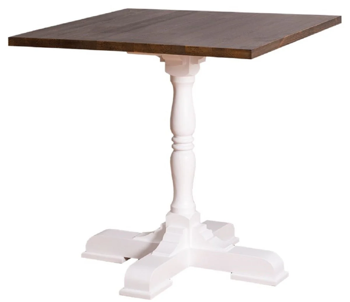 Country house style dining table white / dark brown 80 x 80 x H. 78 cm - kitchen table in country house style