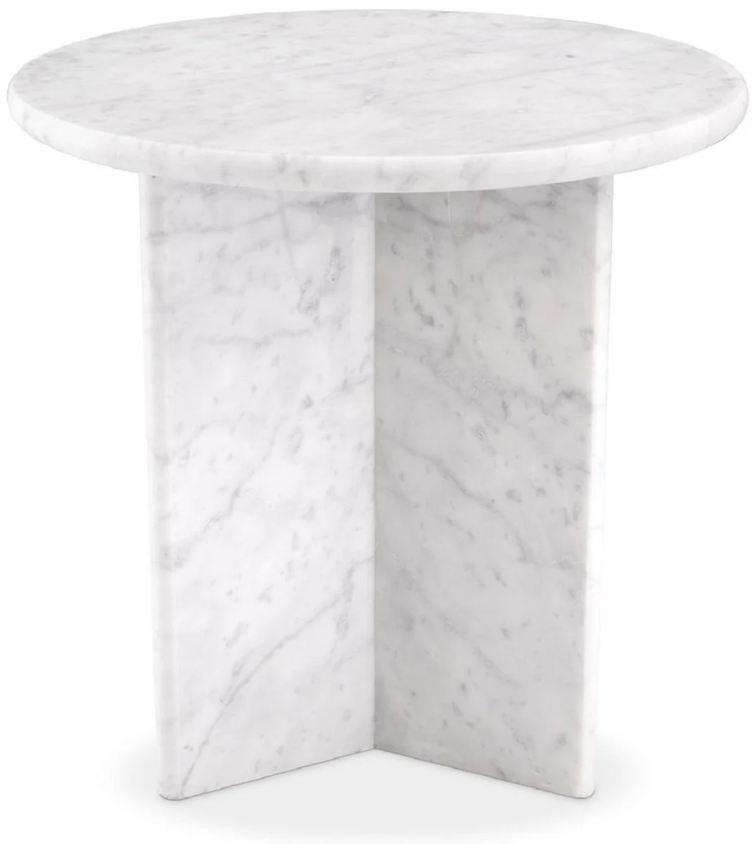 Luxury side table white Ø 45 x H. 45 cm - Round side table made of high-quality Carrara marble - Luxury marble furniture