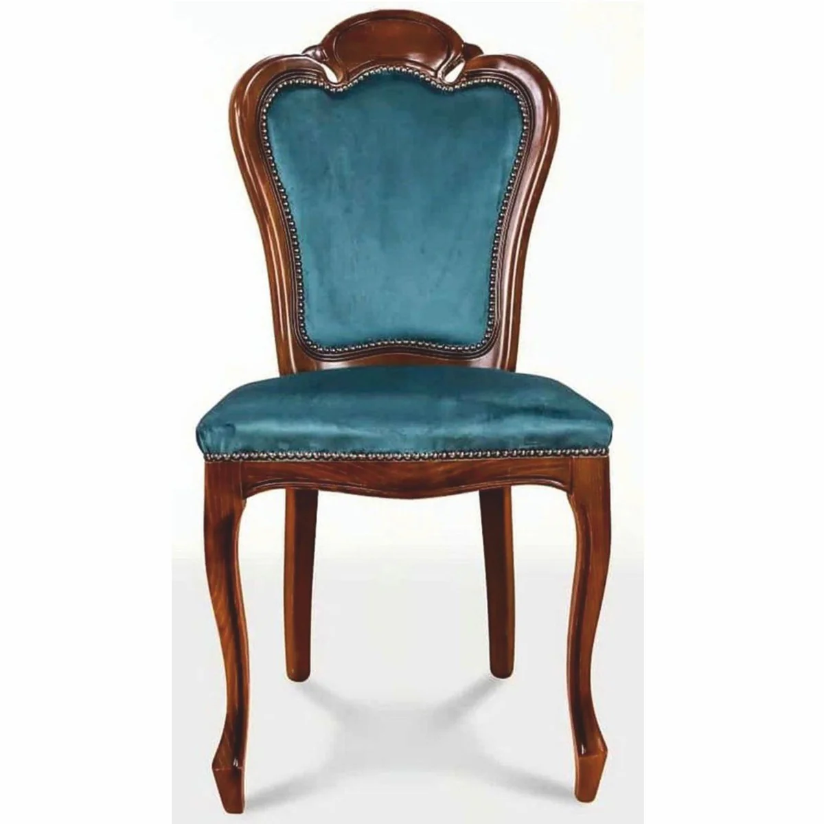 Luxury Baroque Dining Room Chair Set of 6 Blue / Brown - Baroque Furniture