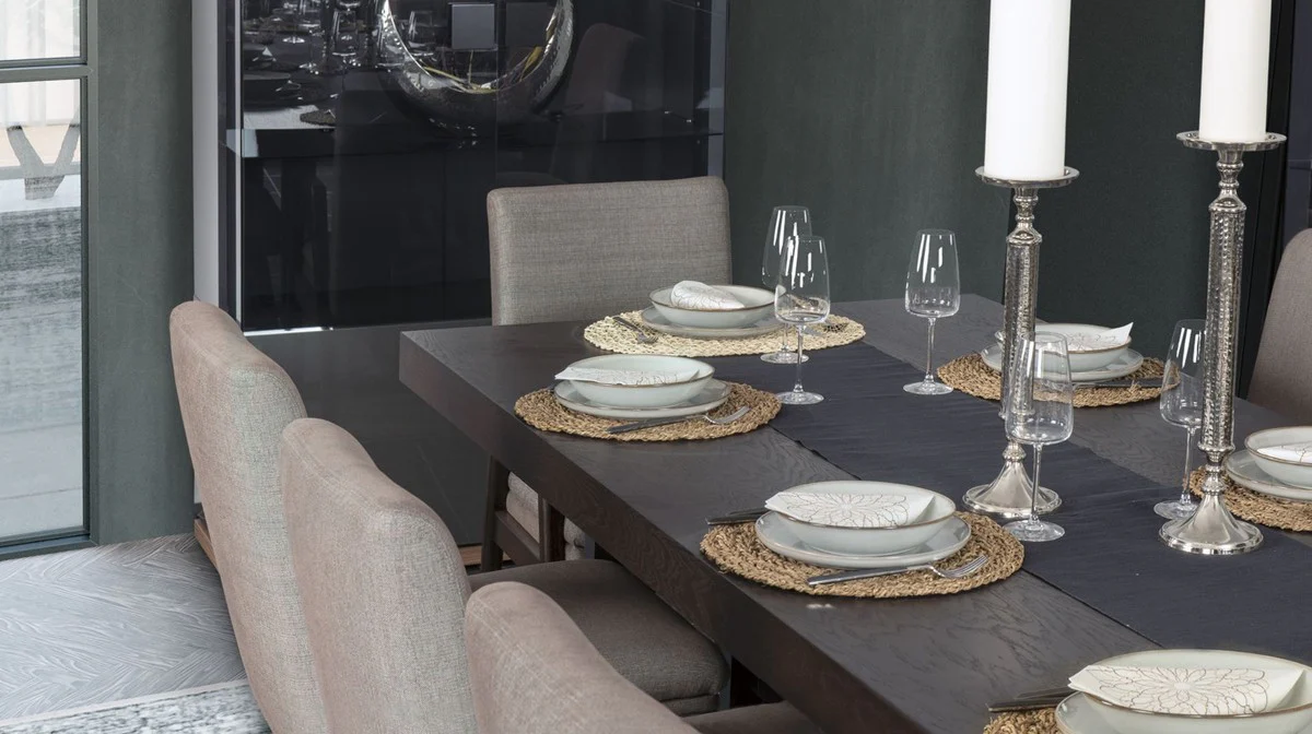 Luxury dining table dark brown / dark gray - various sizes - rectangular kitchen table with solid wood table top and metal legs - dining room furniture - kitchen furniture - luxury furniture