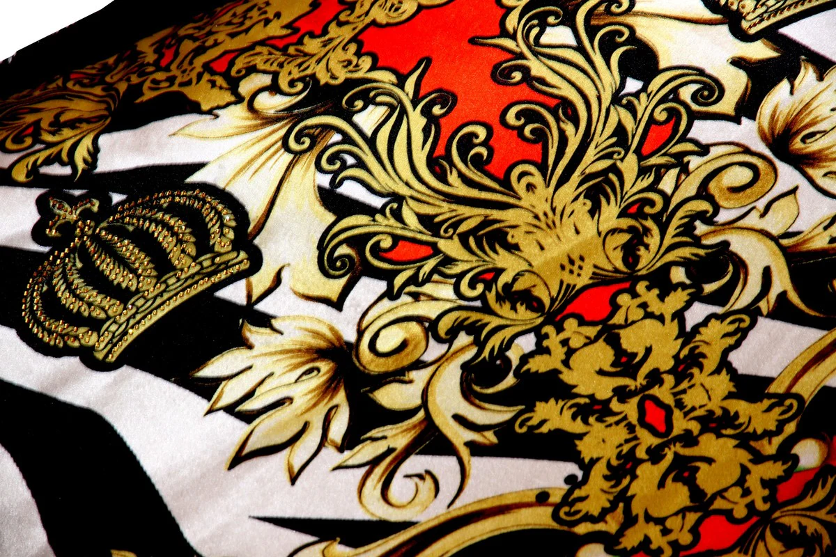 Huge XXL luxury baroque cushion Crowns & Roses Pompöös by Harald Glööckler 80 x 80 cm with sparkling rhinestones