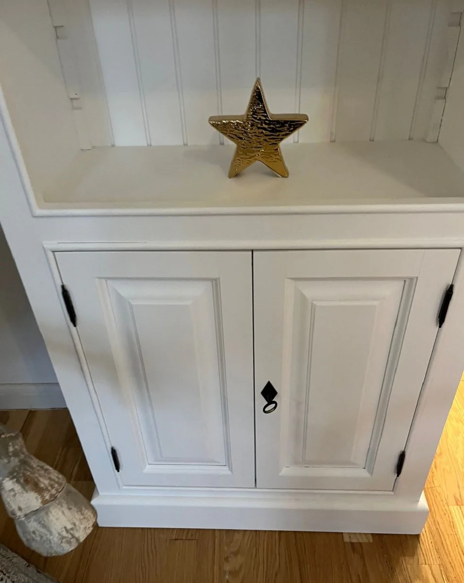 Country house style solid wood cabinet white 70 x 35 x H. 210 cm - bookcase - shelf cabinet - living room cabinet - office cabinet - country house style furniture - country house style furnishings