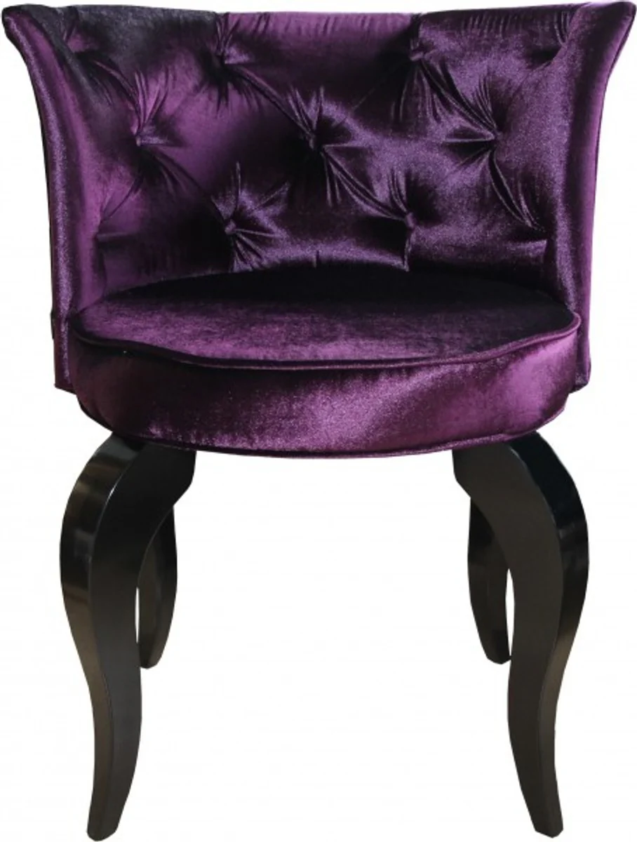 Baroque Salon Chair Purple / Black - Designer Armchair - Luxury Quality