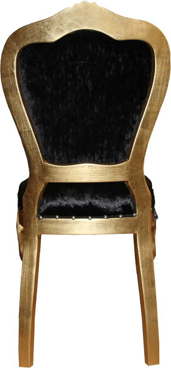 Baroque Luxury Dining Room Chair Black / Gold - Dressing Table Chair - Baroque Furniture