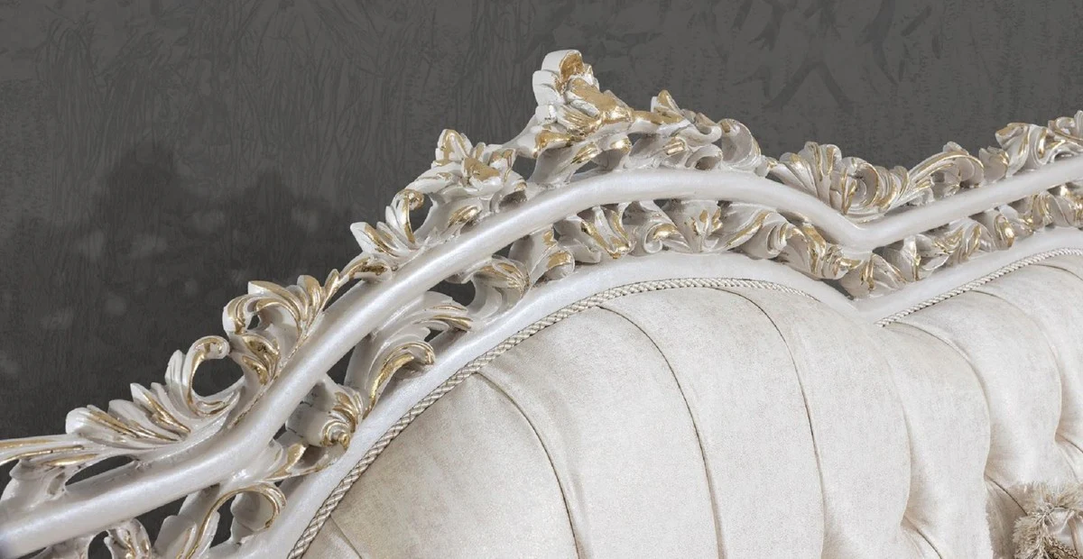 Luxury Baroque Sofa Cream / Beige / White / Gray / Gold - Magnificent Living Room Sofa with Elegant Pattern - Baroque Living Room & Hotel Furniture - Noble & Magnificent