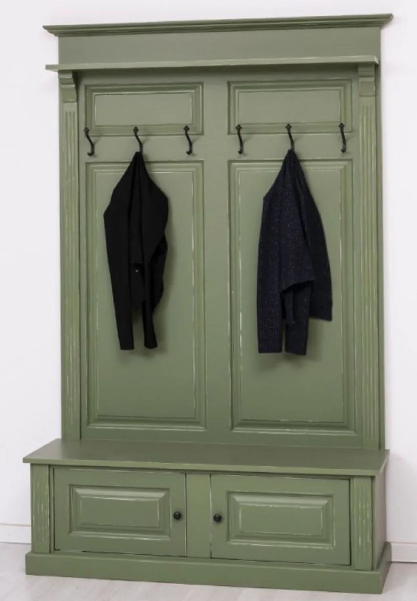 Country house style solid wood wardrobe antique green 140 x 41 x H. 210 cm - wall wardrobe - hallway cabinet - hallway furniture - wardrobe furniture - country house style furniture