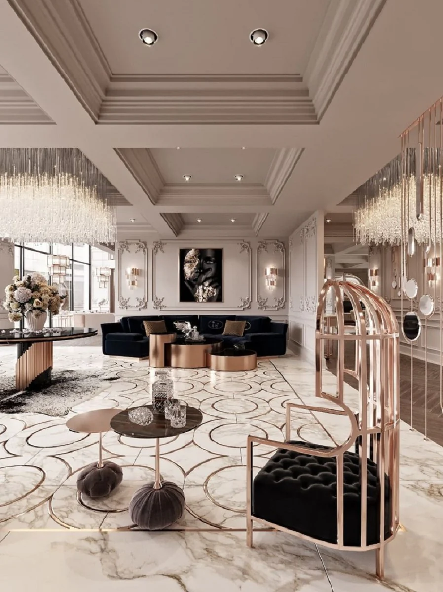 Luxury side table set black / copper