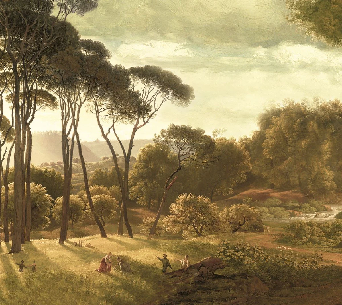 Luxury curtain set landscape multicolored 250 x H. 290 cm - Printed linen & velvet curtains - Eyelet curtains - Sliding curtains - Luxury quality