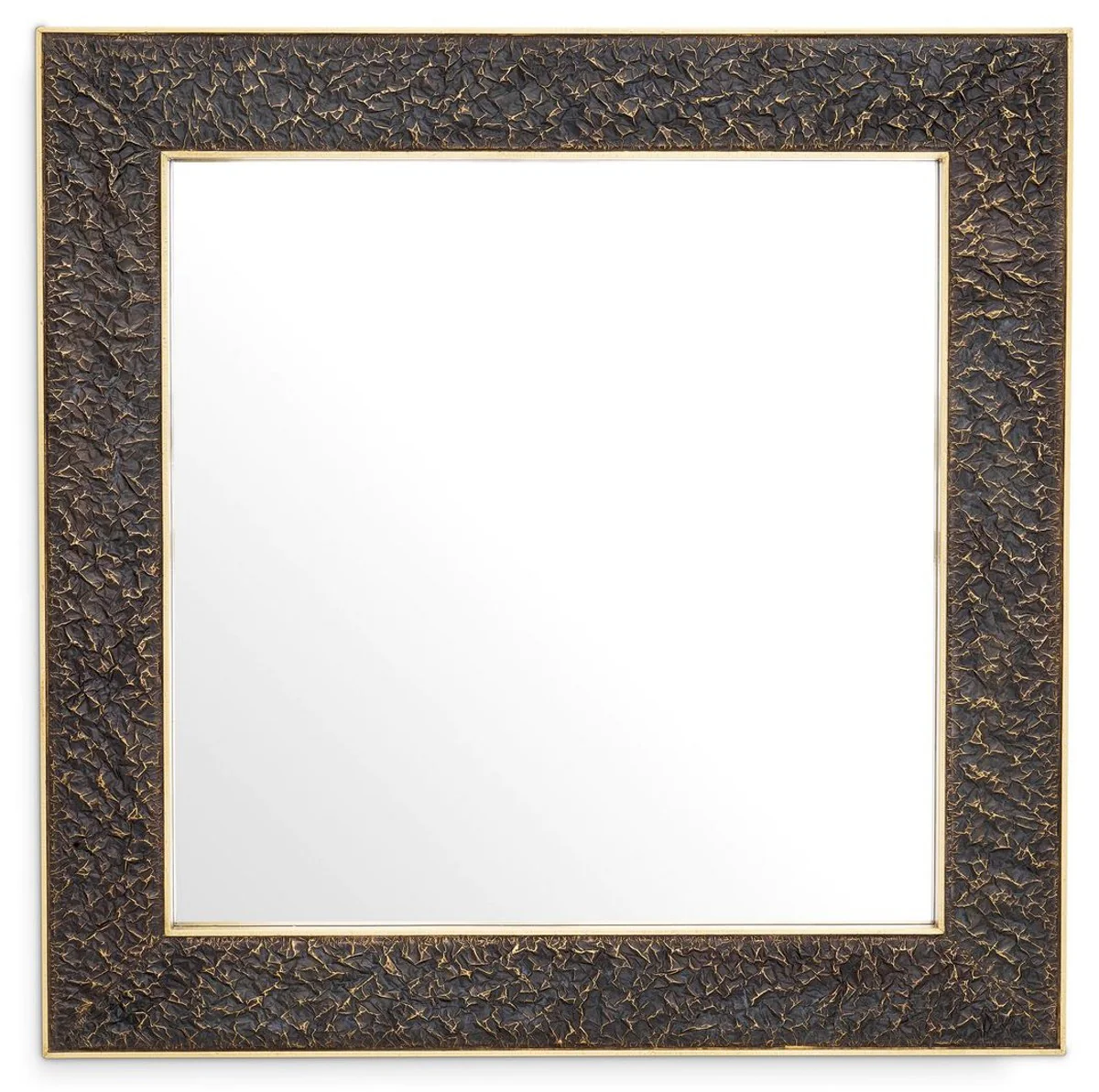 Luxury wall mirror bronze / antique brass 100 x 3.5 x H. 100 cm - Square mirror - Living room mirror - Bedroom mirror - Cloakroom mirror - Luxury furniture - Luxury interior