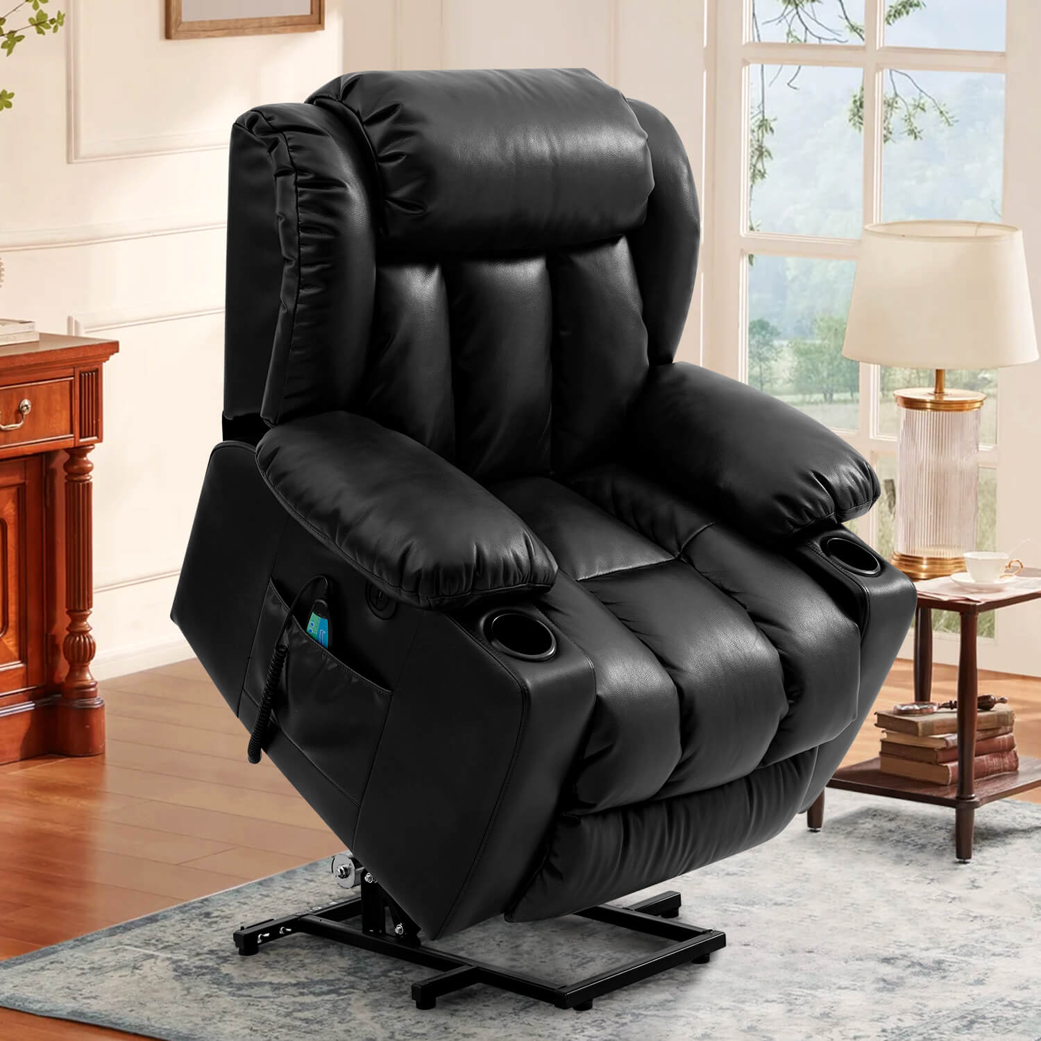 Clearance Sale Mcombo Electric lift Recliner sofa with massage and heating functions, 3 positions, 2 side pockets and cup holders, USB ports!