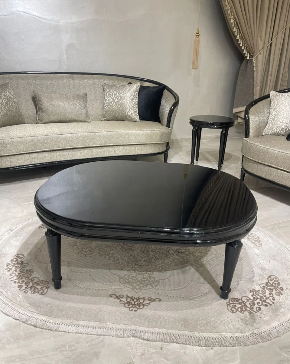 Luxury Baroque Coffee Table Black - Oval Baroque Style Living Room Table - Luxury Living Room Furniture in Baroque Style - Baroque Furniture - Noble & Magnificent