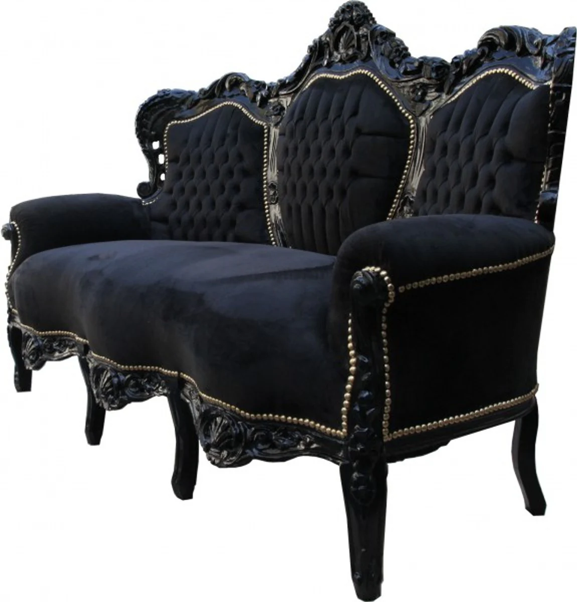 Baroque Sofa King Black / Black - Living Room Couch