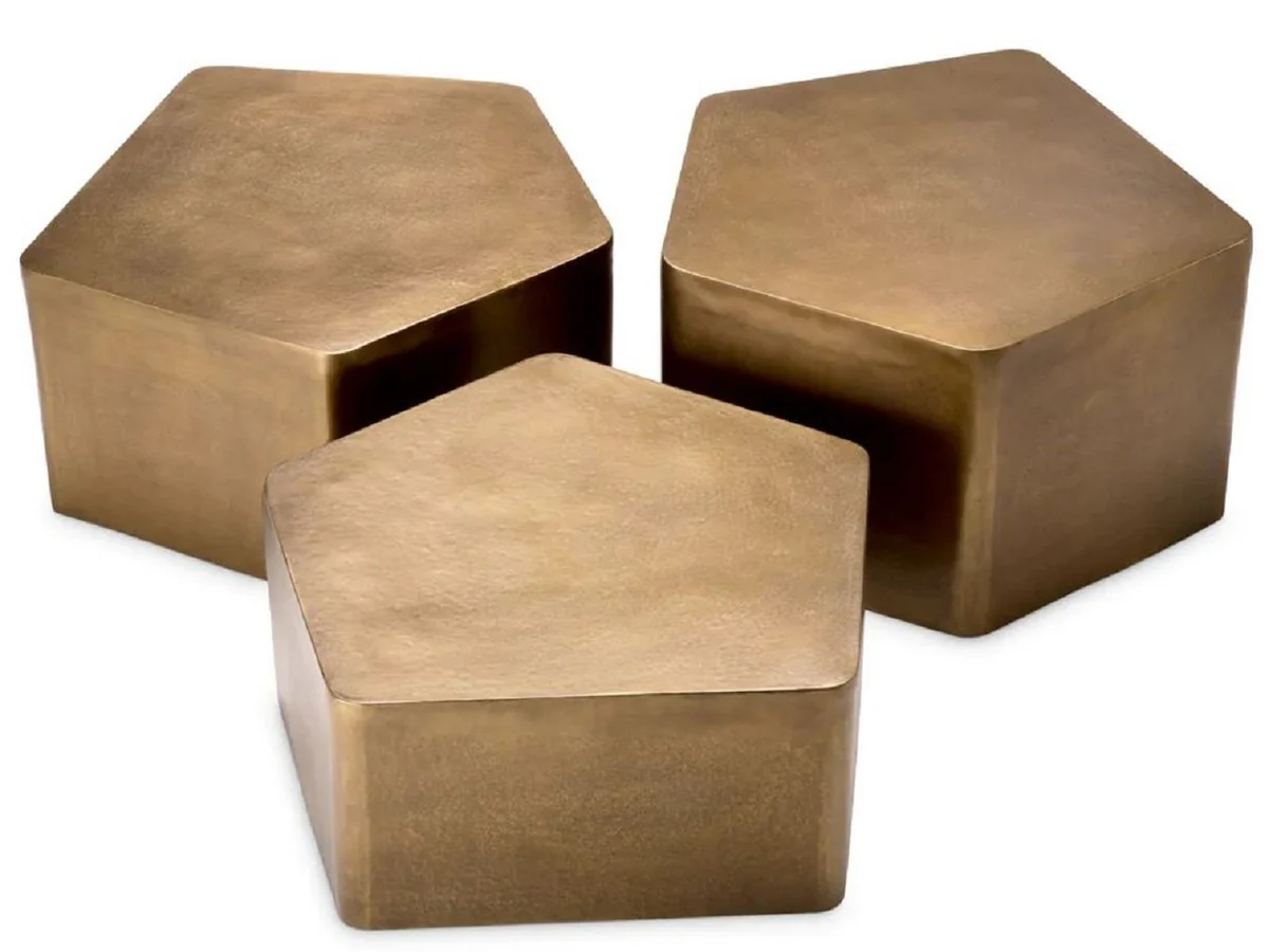 Luxus Aluminum Couchtisch 3er Set Vintage Brass