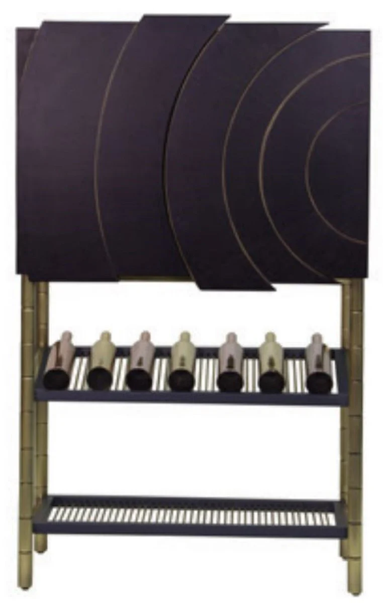 Luxury bar cabinet black / gold 100 x 44 x H. 160 cm - wine cabinet with 2 doors - living room furniture - bar furniture - hotel furniture - luxury collection